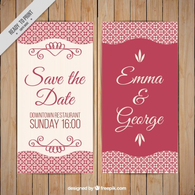 Tarjeta vintage de boda ornamental 