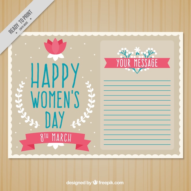 Tarjeta vintage de feliz día de la mujer