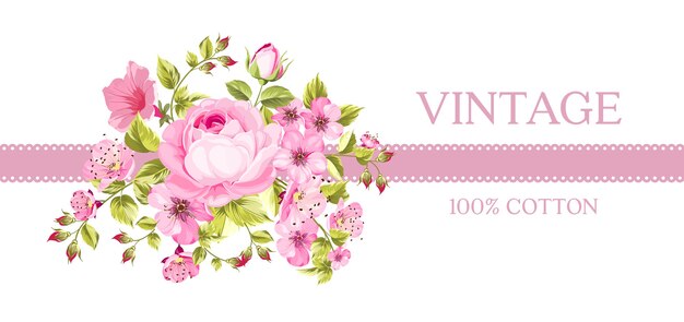 Tarjeta vintage con flores florecientes.