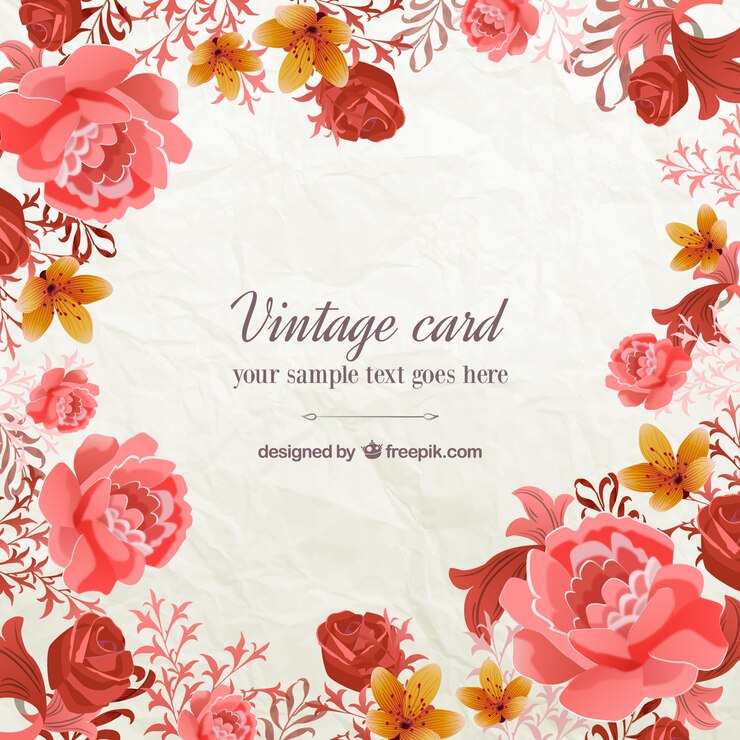 Vector gratuito tarjeta vintage con flores