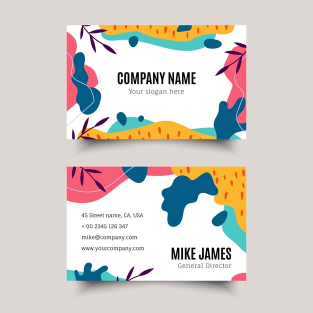 Tarjeta de visita abstracta de diseño plano dibujado a mano