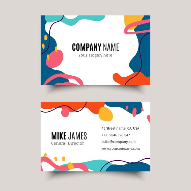 Tarjeta de visita abstracta de diseño plano dibujado a mano