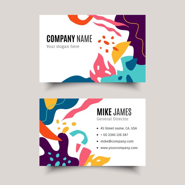 Tarjeta de visita abstracta de diseño plano dibujado a mano