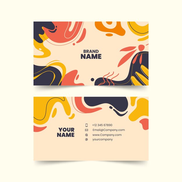 Tarjeta de visita abstracta de diseño plano dibujado a mano