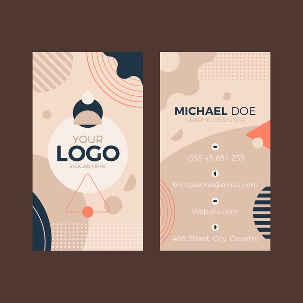 Tarjeta de visita abstracta de diseño plano