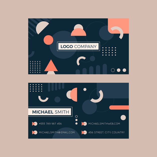 Tarjeta de visita abstracta de diseño plano