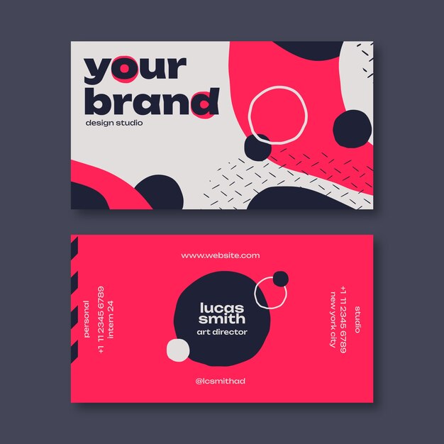 Tarjeta de visita de color de alto contraste de diseño plano