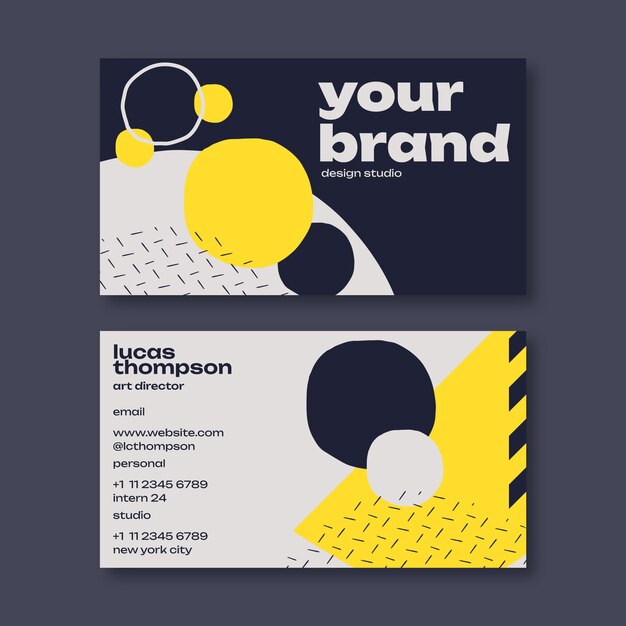 Tarjeta de visita de color de alto contraste de diseño plano