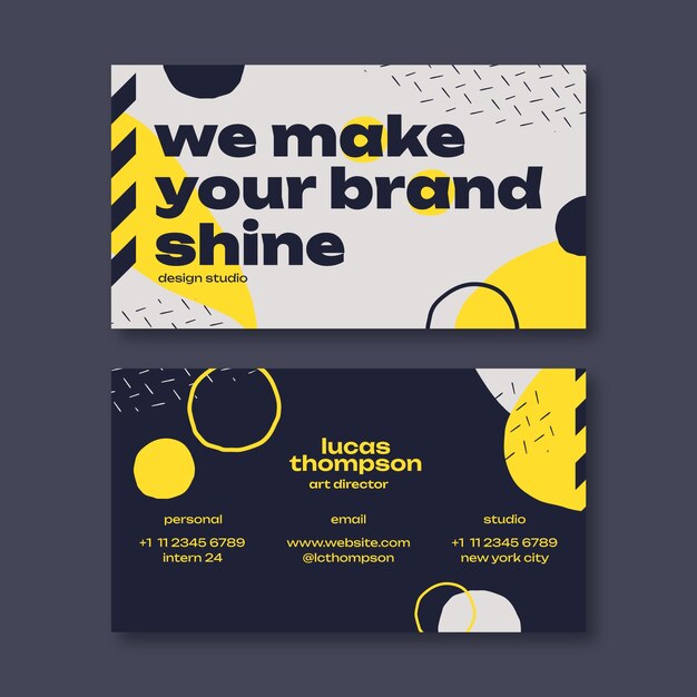 Tarjeta de visita de color de alto contraste de diseño plano