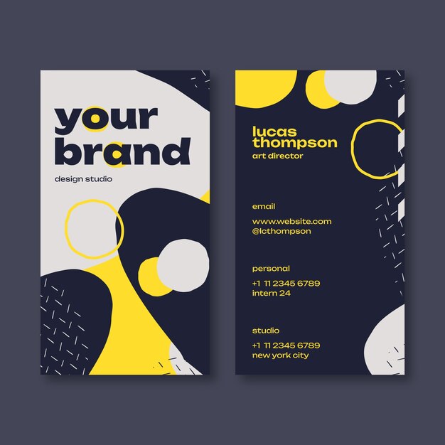 Tarjeta de visita de color de alto contraste de diseño plano