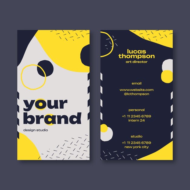 Tarjeta de visita de color de alto contraste de diseño plano