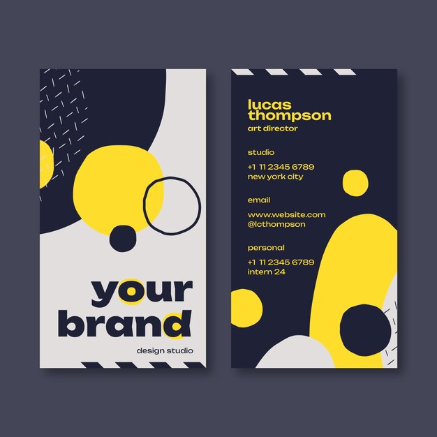 Tarjeta de visita de color de alto contraste de diseño plano