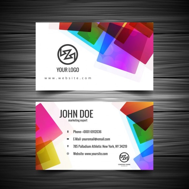 Tarjeta de visita con cuadrados de colores