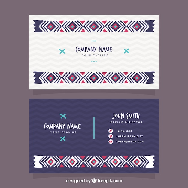 Tarjeta de visita con decoración boho
