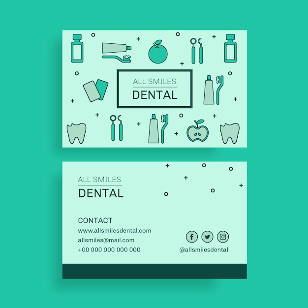 Vector gratuito tarjeta de visita dental lineal simple.