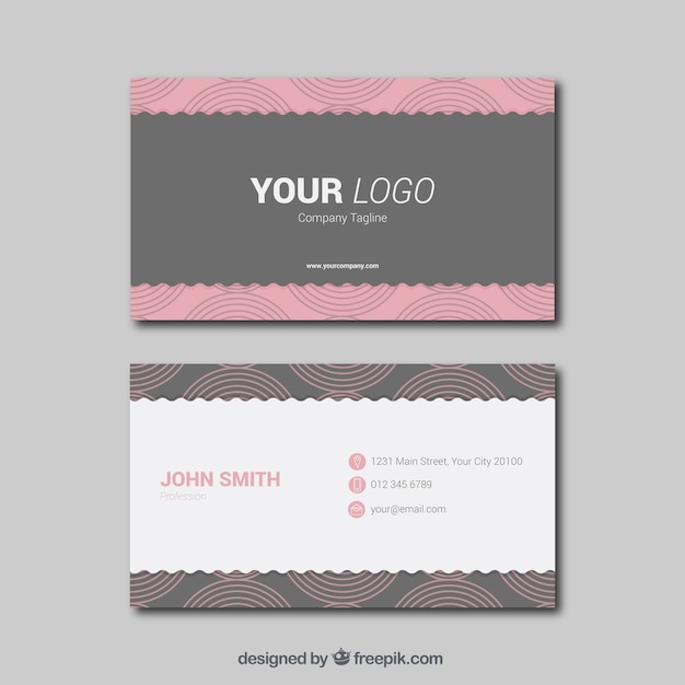 Tarjeta de visita con detalles rosas