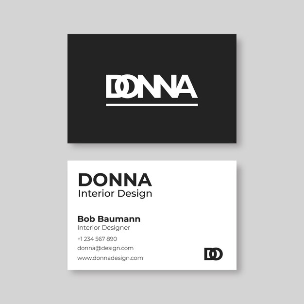 Tarjeta de visita de diseño de interiores minimalista.