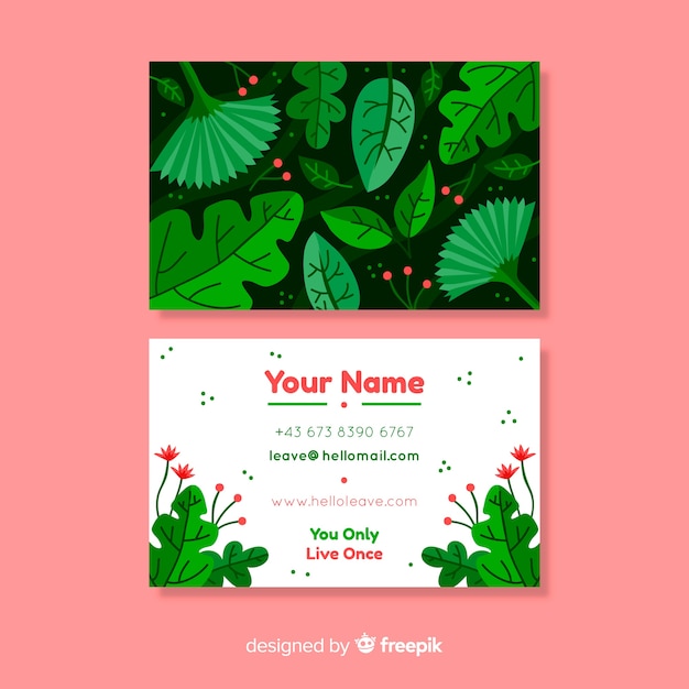 Vector gratuito tarjeta de visita con diseño de naturaleza