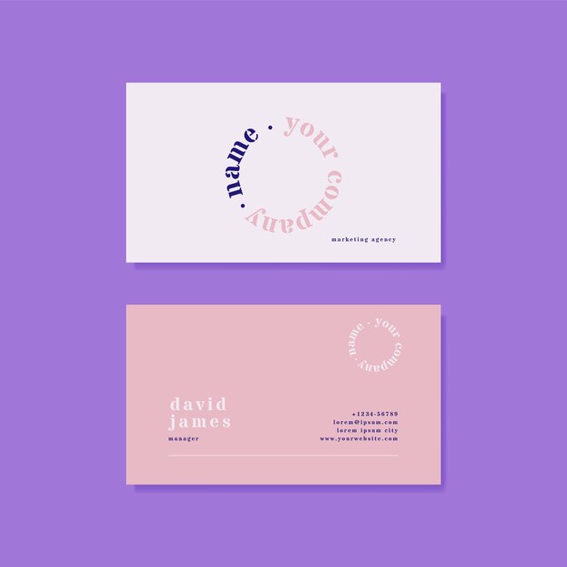Tarjeta de visita de diseño plano en color de lado completo
