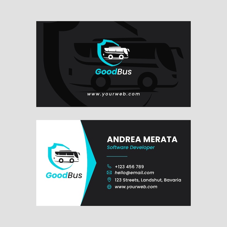 Vector gratuito tarjeta de visita de diseño plano para el transporte