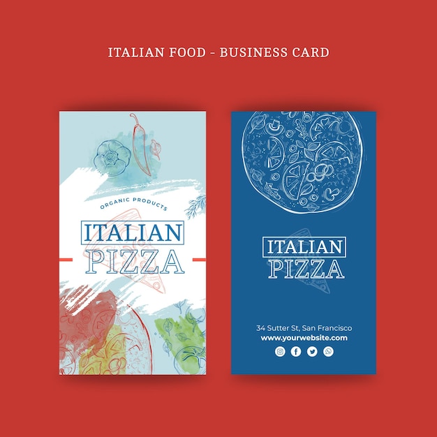 Vector gratuito tarjeta de visita de doble cara de comida italiana v
