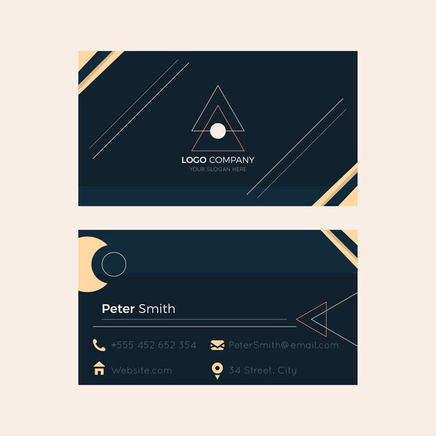 Tarjeta de visita elegante de diseño plano