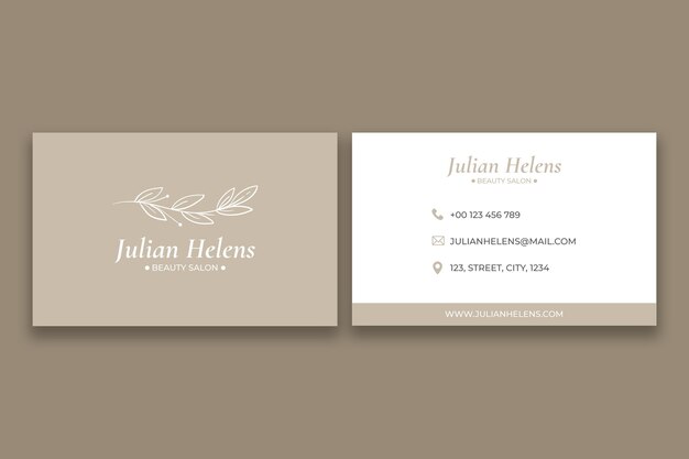 Tarjeta de visita elegante del salón de belleza julian helens