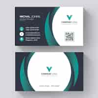 Vector gratuito tarjeta de visita elegante, tarjeta de visita azul y blanca
