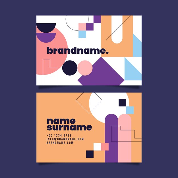 Tarjeta de visita de formas abstractas de diseño plano