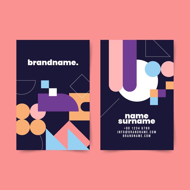 Tarjeta de visita de formas abstractas de diseño plano