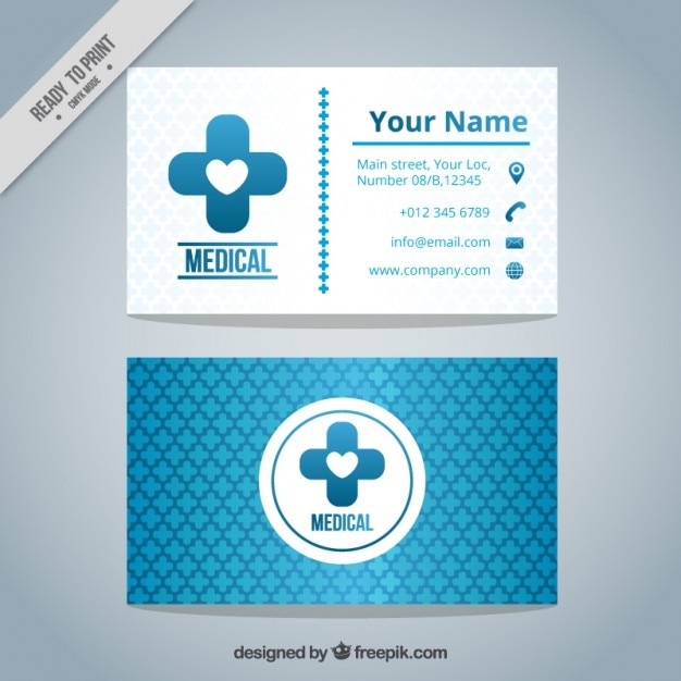 Vector gratuito tarjeta de visita médica azul