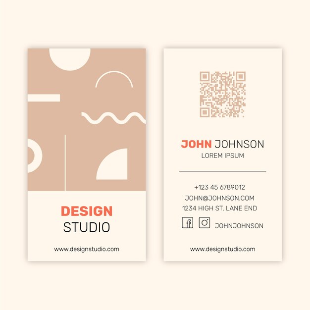 Tarjeta de visita minimalista de diseño plano