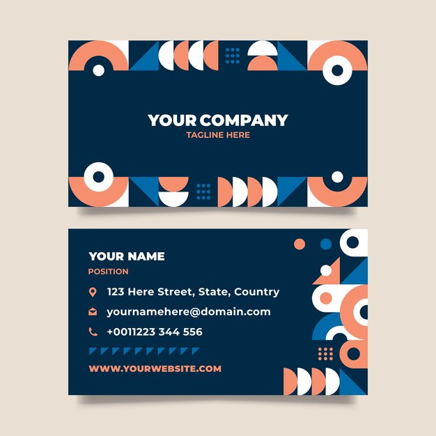 Tarjeta de visita moderna de diseño plano