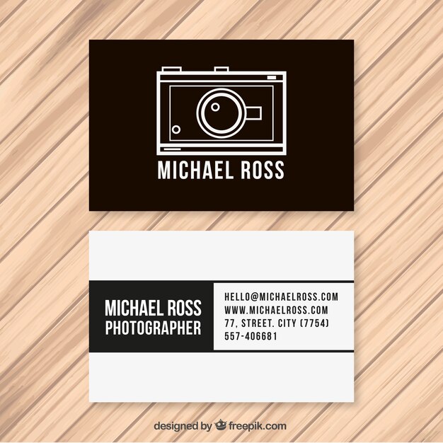Tarjeta de visita monocromática de fotógrafo