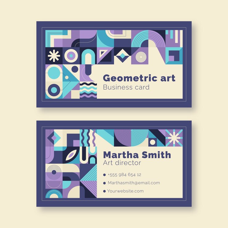 Tarjeta de visita de patrón geométrico de diseño plano