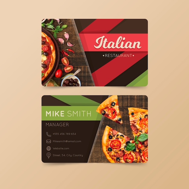 Vector gratuito tarjeta de visita para restaurante italiano