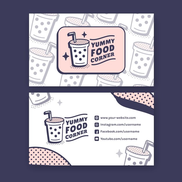 Tarjeta de visita retro dibujada a mano