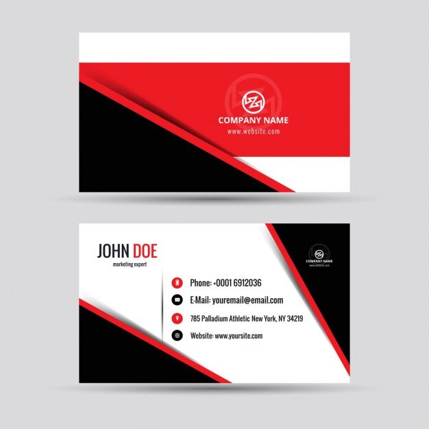Tarjeta de visita roja con formas abstractas