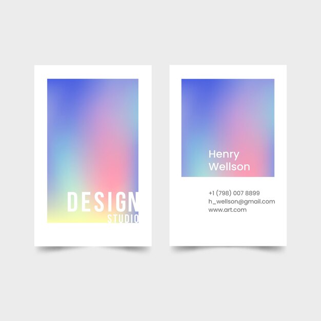 Tarjeta de visita vertical en colores pastel degradados