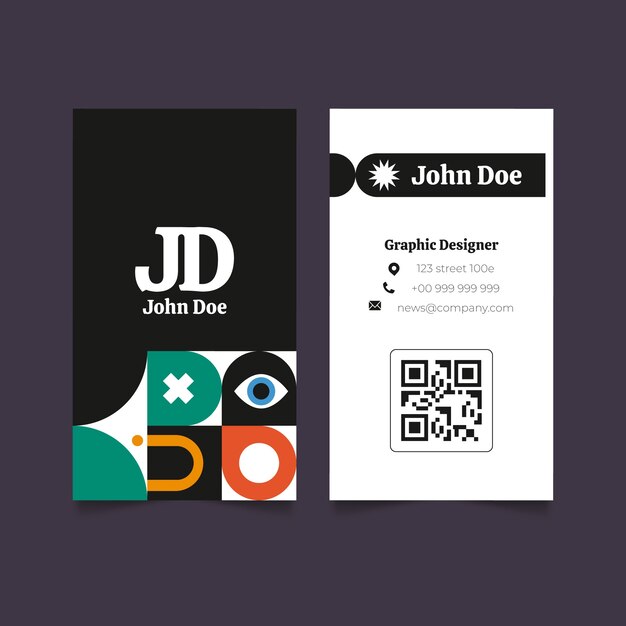 Tarjeta de visita vertical de diseñador gráfico.