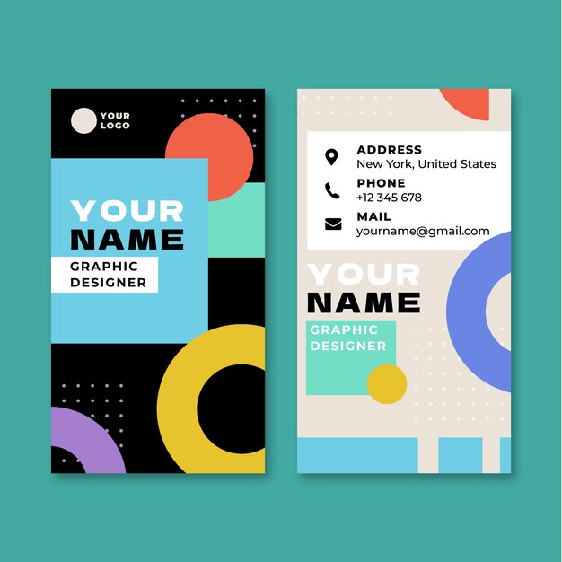 Tarjeta de visita vertical de diseñador gráfico.