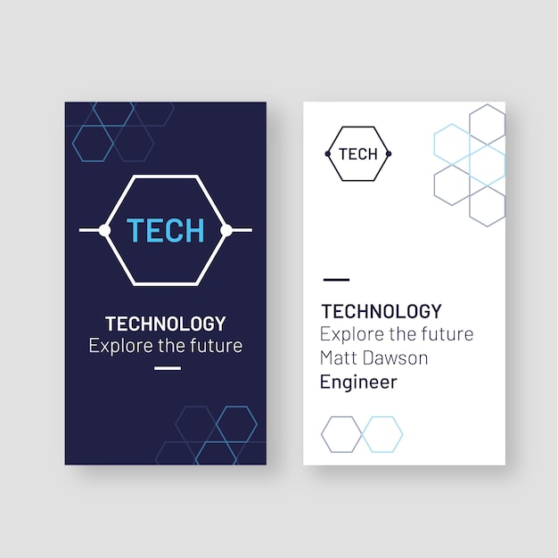 Tarjeta de visita vertical de tecnología de diseño plano