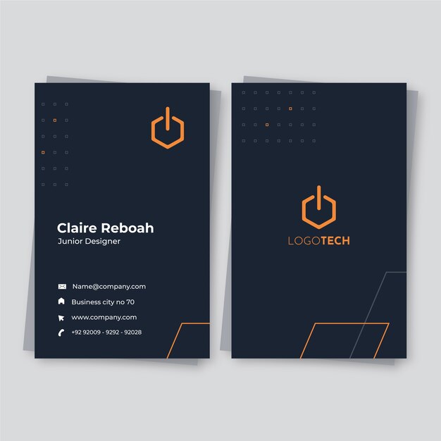 Tarjeta de visita vertical de tecnología mínima de diseño plano