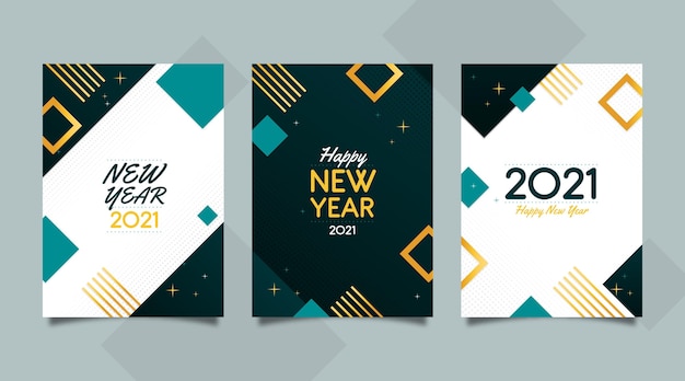 Tarjetas abstractas de año nuevo 2021