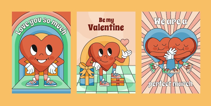 Vector gratuito tarjetas de amor dibujadas a mano