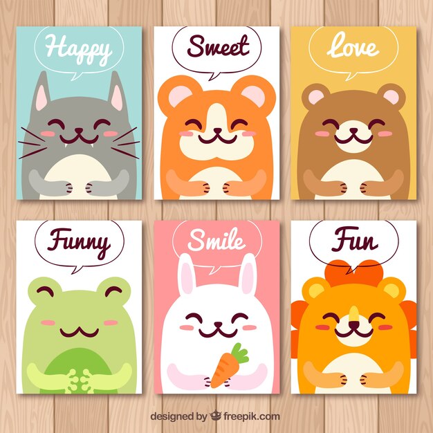 Tarjetas bonitas con animales divertidos
