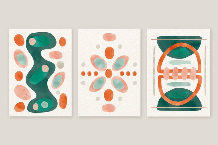 Tarjetas de colores apagados dibujadas a mano
