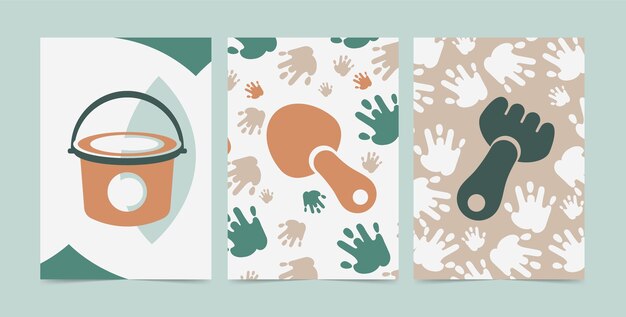 Tarjetas de colores apagados dibujadas a mano