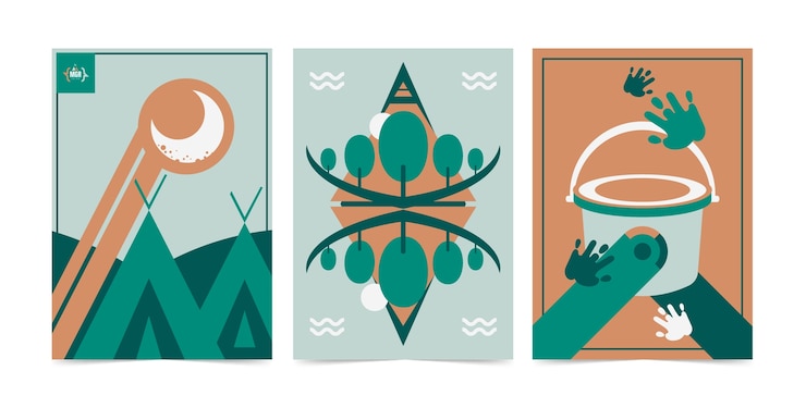 Vector gratuito tarjetas de colores apagados dibujadas a mano