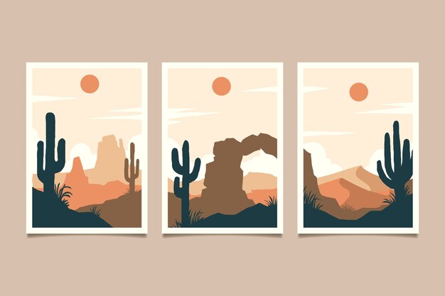 Tarjetas de colores apagados de diseño plano